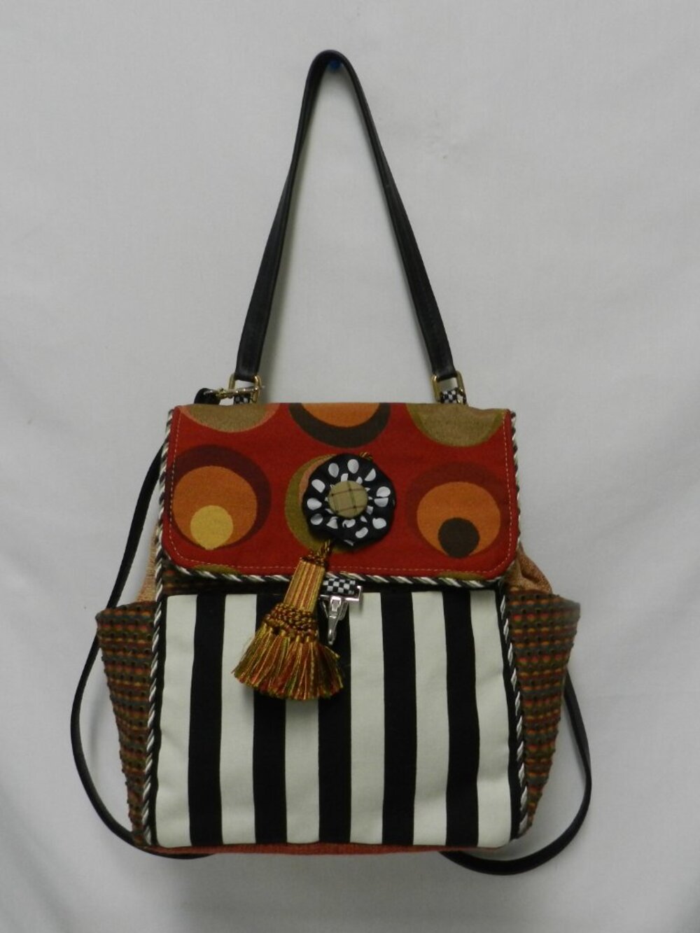 Silver Plum Handmade Tapestry Convertible Backpack Purse Handmade USA Fabric